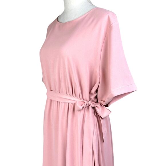 Roolee Classic Taylor Jane Blush Pink Faux Wrap Hi Low Maxi Bridesmaid Dress - Picture 5 of 15